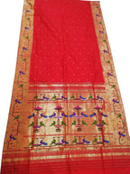 Red Paithani Silk Saree with Heavy Border - Luxurion World