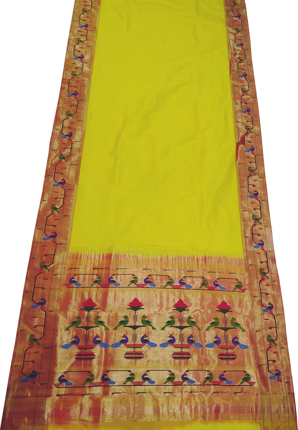 Yellow Paithani Silk Saree with Heavy Border - Luxurion World