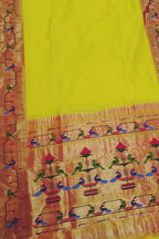 Yellow Paithani Silk Saree with Heavy Border - Luxurion World