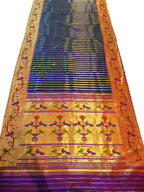 Blue Paithani Silk Saree with Heavy Border - Luxurion World