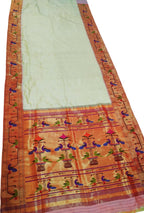 Elegant Off White Paithani Silk Saree - Luxurion World