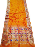 Orange Paithani Silk Saree with Heavy Border - Luxurion World
