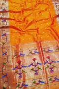 Orange Paithani Silk Saree with Heavy Border - Luxurion World