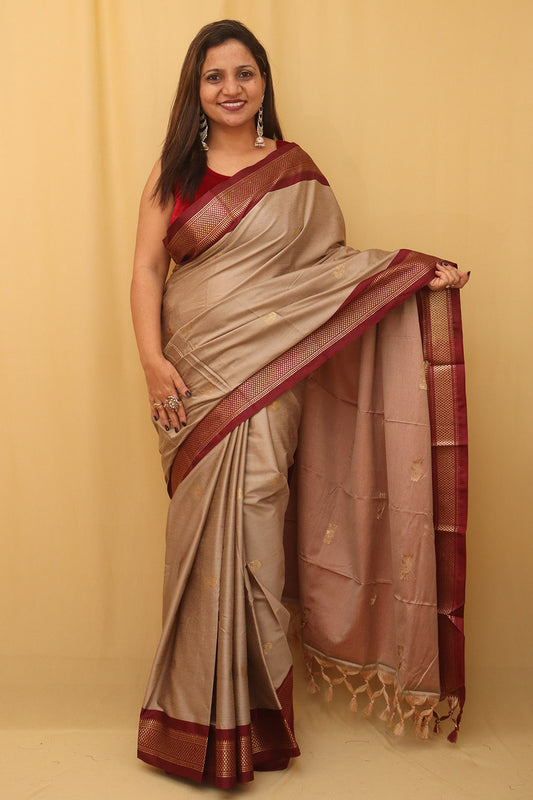 Pastel Paithani Cotton Silk Saree - Luxurion World