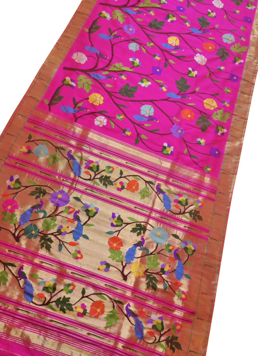 Pink Paithani Handloom Pure Silk Saree - Luxurion World