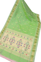 Beautiful Green Paithani Silk Saree - Handloom Elegance - Luxurion World