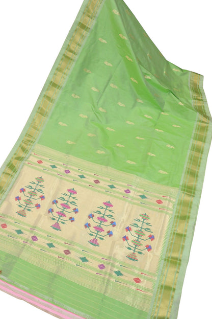 Beautiful Green Paithani Silk Saree - Handloom Elegance - Luxurion World