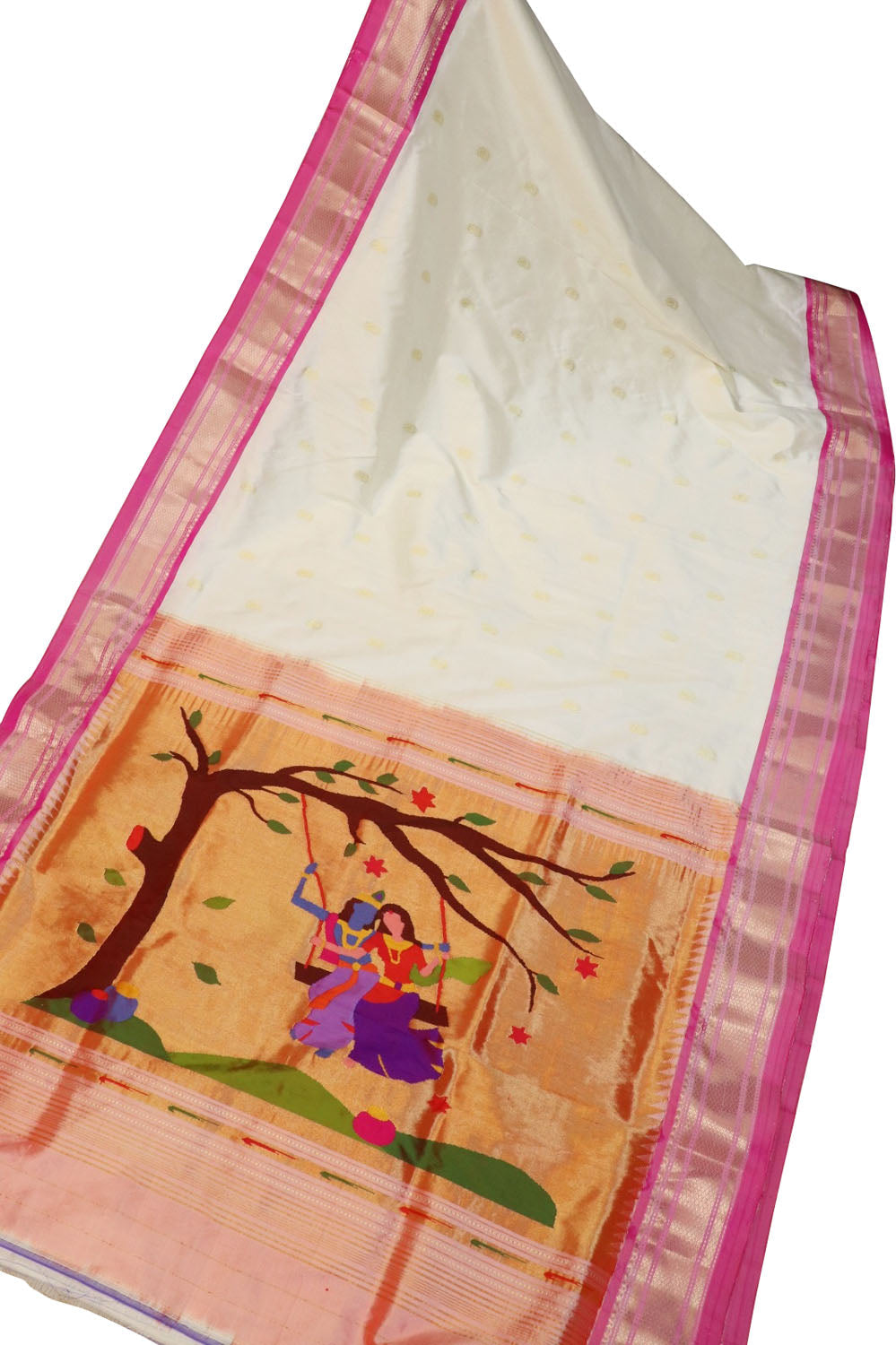Exquisite Off White Paithani Silk Saree - Luxurion World