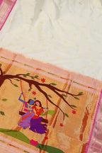 Exquisite Off White Paithani Silk Saree - Luxurion World