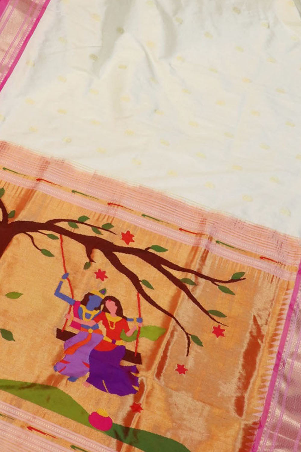Exquisite Off White Paithani Silk Saree - Luxurion World