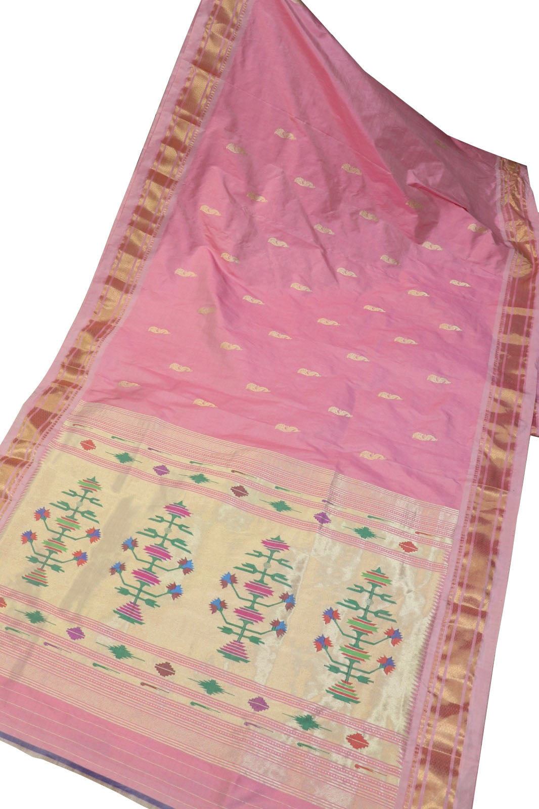 Beautiful Pink Paithani Silk Saree - Handloom Elegance - Luxurion World