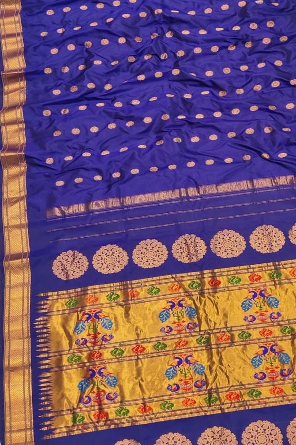 Blue Handloom Paithani Silk Peacock Design Saree - Pure Elegance - Luxurion World