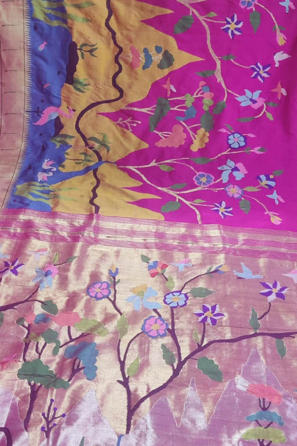 Multicolor Pure Silk Handloom Paithani Saree - Luxurion World