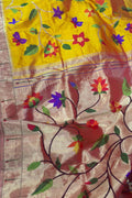 Yellow Pure Silk Handloom Paithani Saree - Luxurion World