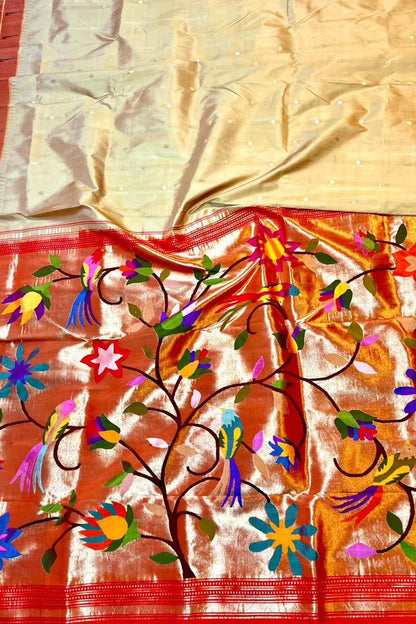 Pastel Paithani Silk Saree with Heavy Border - Luxurion World