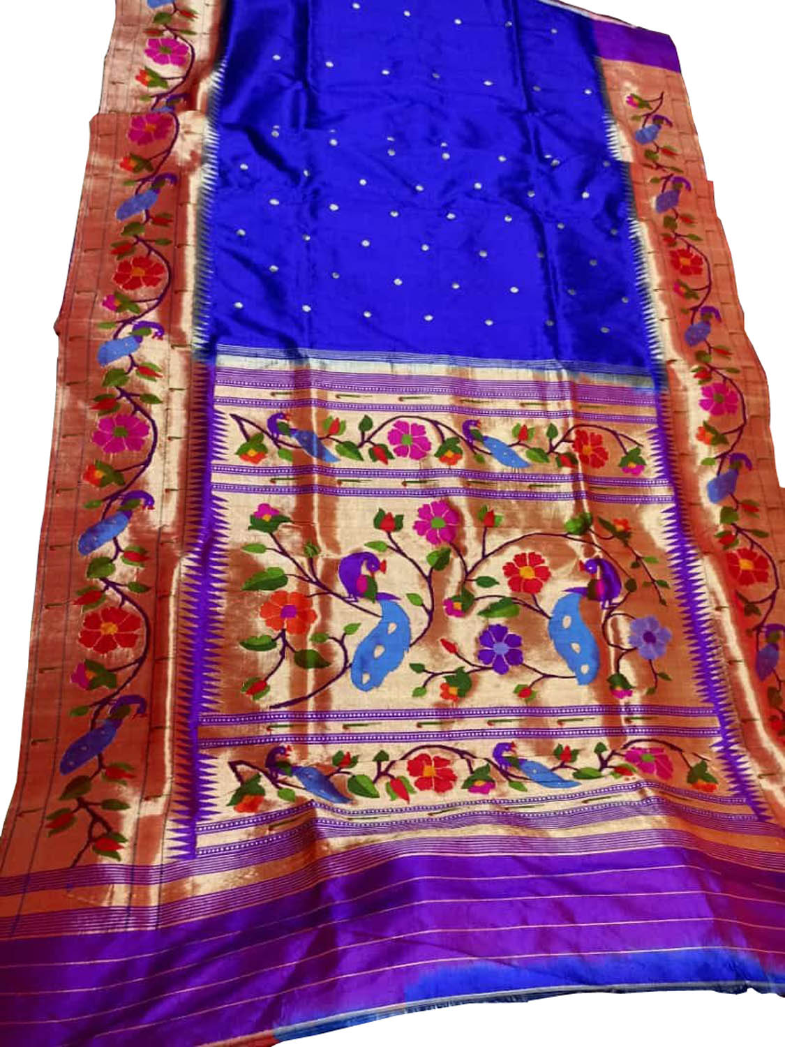 Blue Paithani Silk Saree with Heavy Border - Luxurion World
