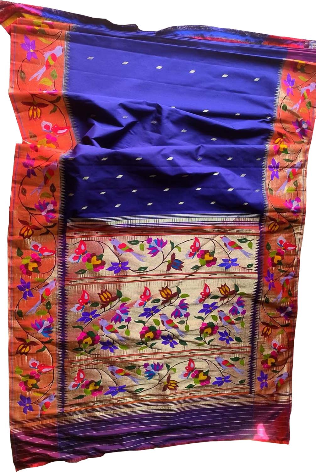 Blue Paithani Silk Saree with Heavy Border - Luxurion World