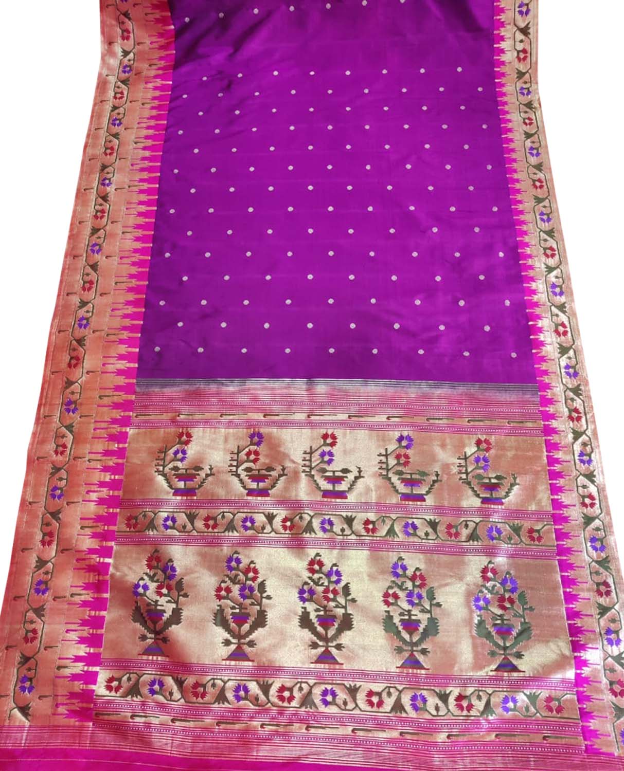 Exquisite Purple Paithani Silk Saree with Heavy Border - Luxurion World