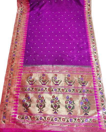 Exquisite Purple Paithani Silk Saree with Heavy Border - Luxurion World