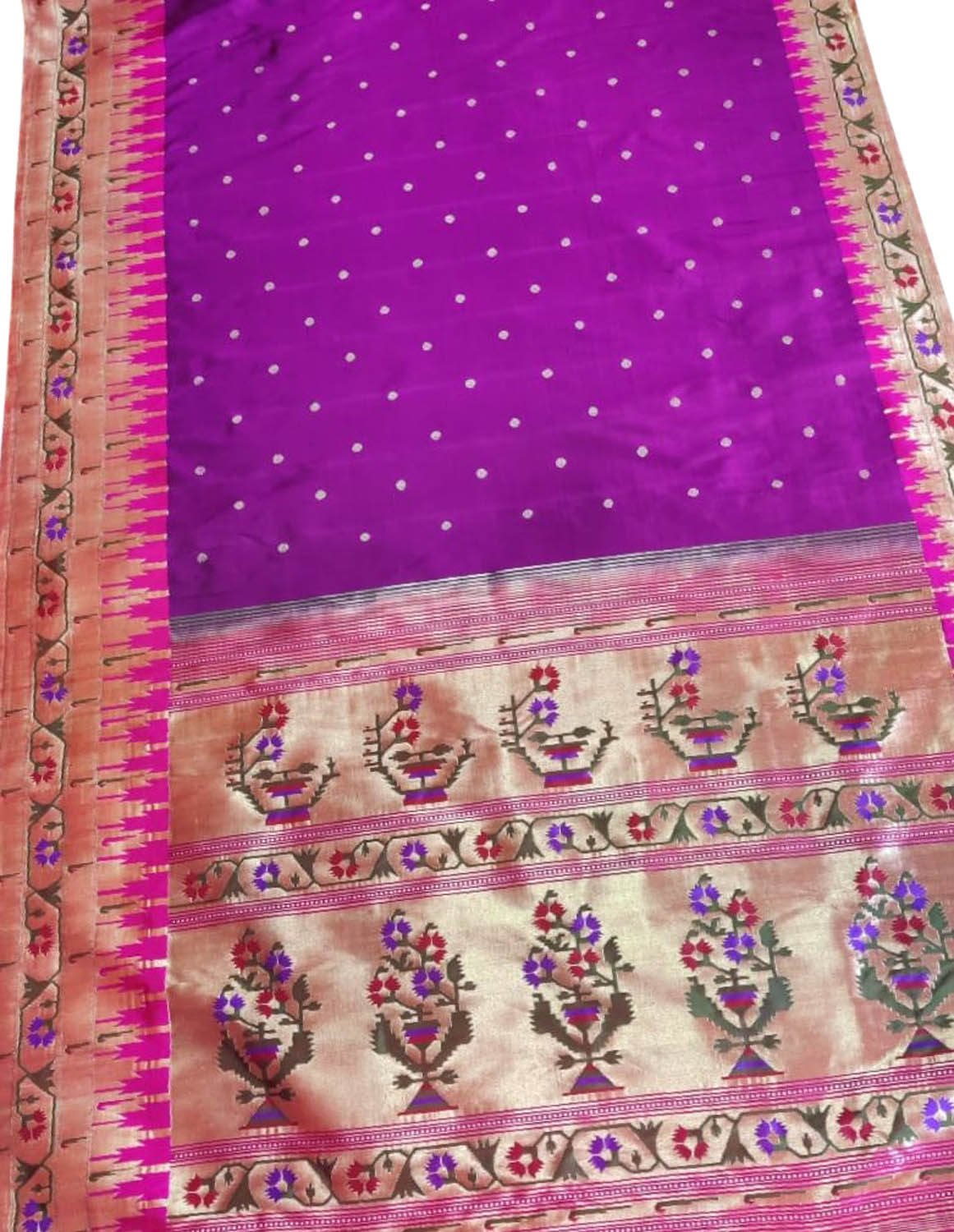Exquisite Purple Paithani Silk Saree with Heavy Border - Luxurion World