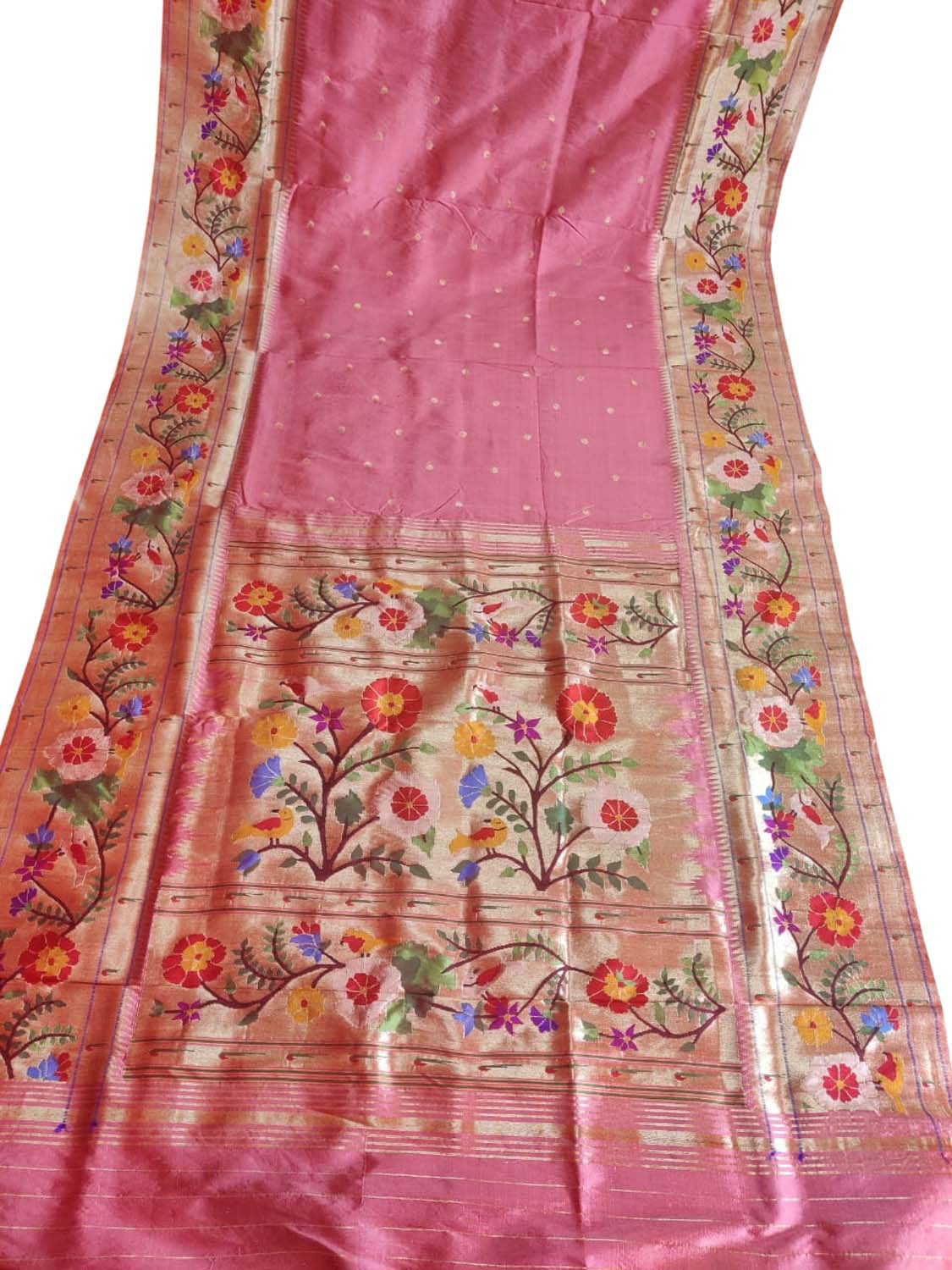 Exquisite Pink Paithani Silk Saree with Heavy Border - Luxurion World