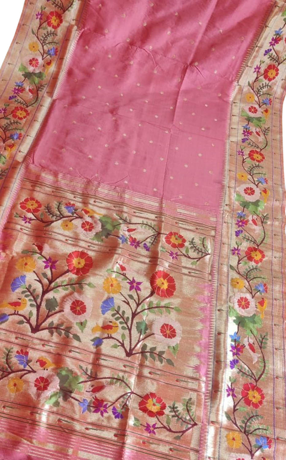 Exquisite Pink Paithani Silk Saree with Heavy Border - Luxurion World