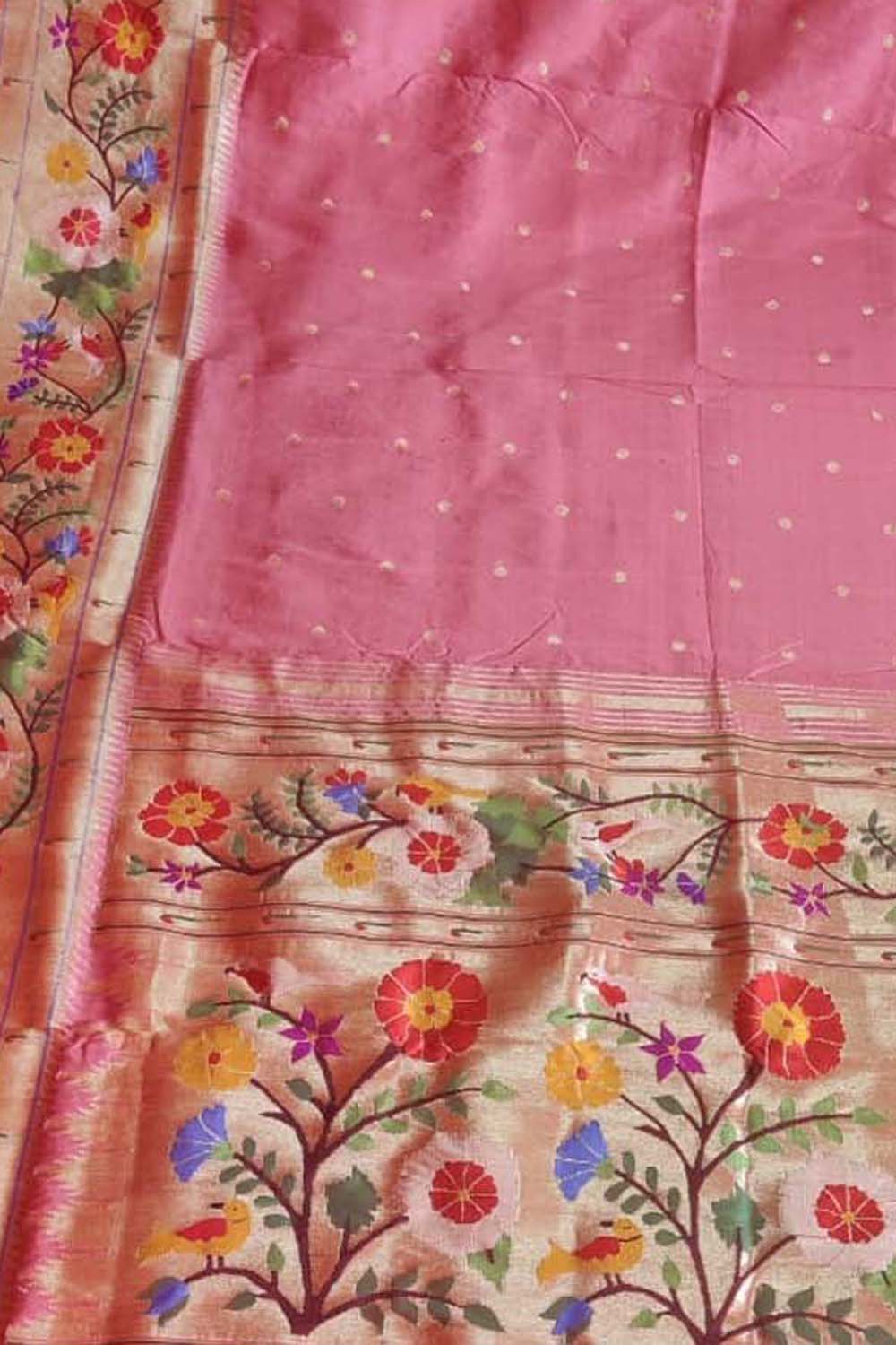 Exquisite Pink Paithani Silk Saree with Heavy Border - Luxurion World