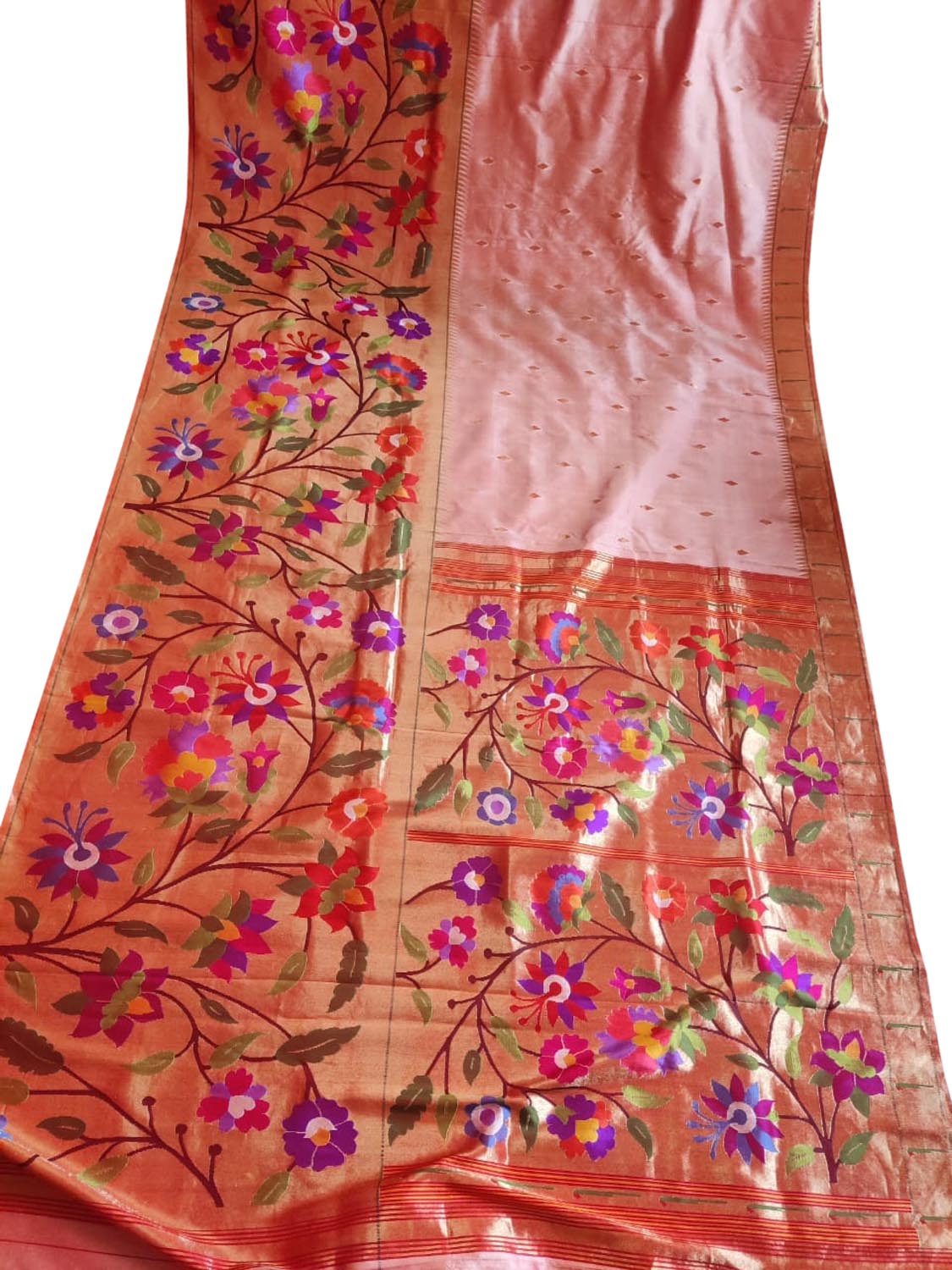 Exquisite Pink Paithani Silk Saree with Heavy Border - Luxurion World