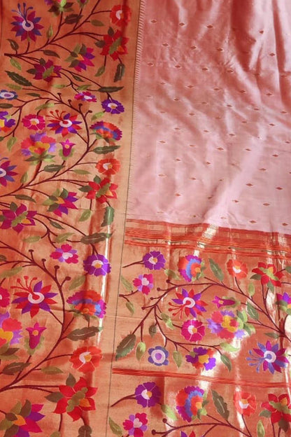 Exquisite Pink Paithani Silk Saree with Heavy Border - Luxurion World