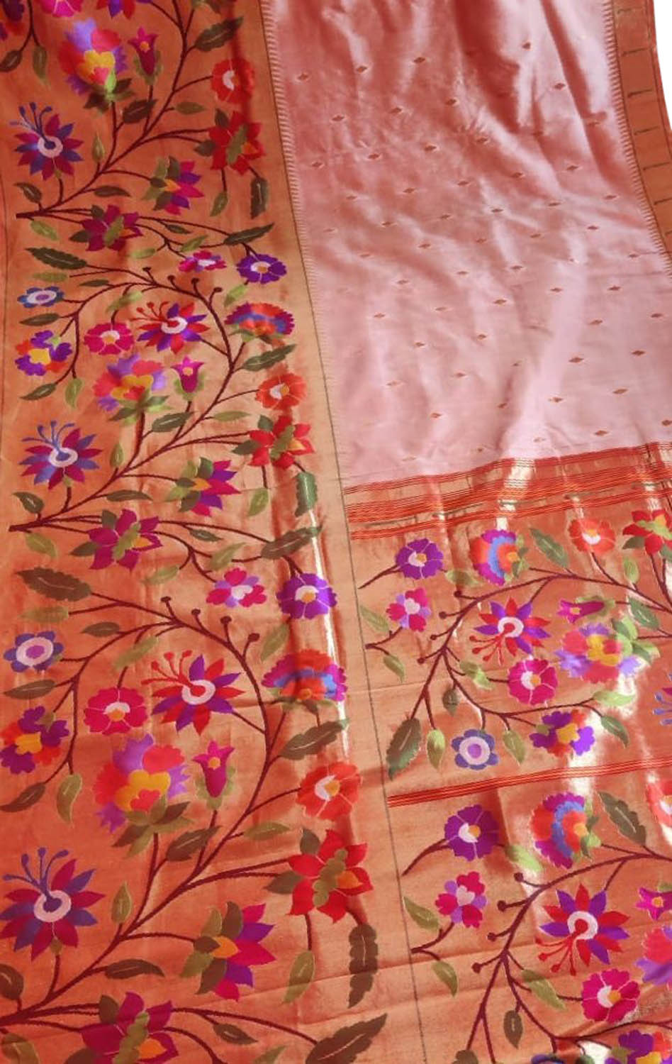 Exquisite Pink Paithani Silk Saree with Heavy Border - Luxurion World