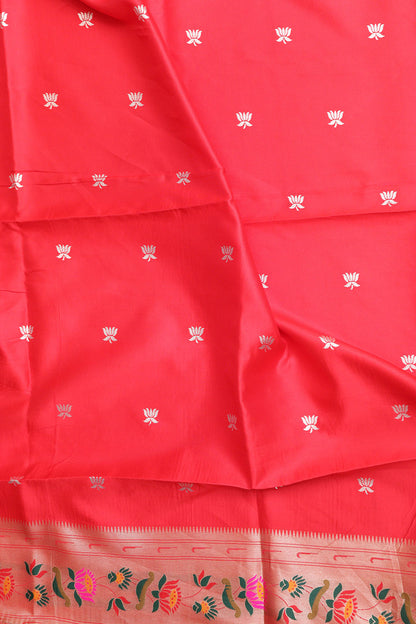 Elegant Yellow Kora Silk Paithani Border Flower Design Saree - Luxurion World