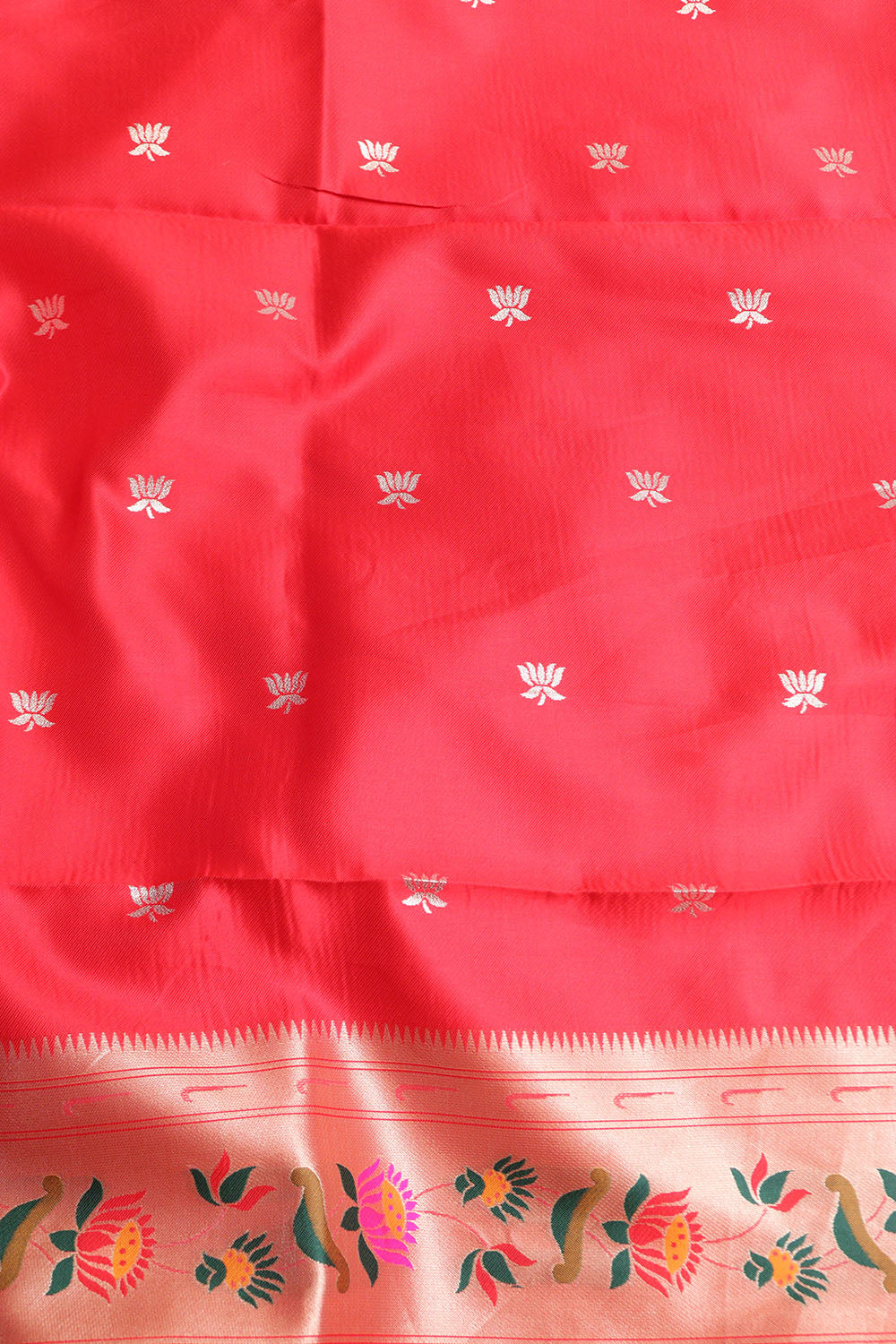 Elegant Pastel Kora Silk Paithani Border Flower Design Saree - Luxurion World