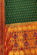 Green Handloom Paithani Pure Silk Peacock Design Booti Design Saree - Luxurion World