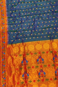 Blue Handloom Paithani Pure Silk Peacock Design Booti Design Saree - Luxurion World