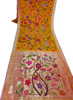 Yellow Handloom Paithani Pure Silk Peshwari Saree - Luxurion World