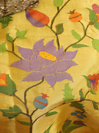 Yellow Handloom Paithani Pure Silk Floral Design Saree - Luxurion World