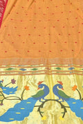 Orange Paithani Handloom Cotton Saree - Elegant Ethnic Wear - Luxurion World