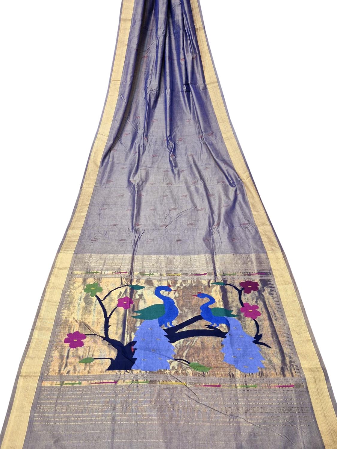 Stunning Purple Paithani Handloom Pure Cotton Saree - Luxurion World