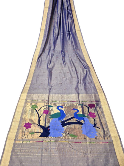 Stunning Purple Paithani Handloom Pure Cotton Saree - Luxurion World