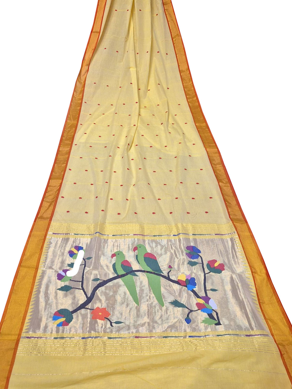 Yellow Paithani Handloom Saree - Elegant Cotton Beauty - Luxurion World