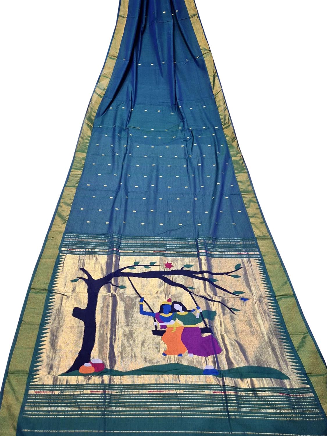 Blue Paithani Handloom Pure Cotton Saree - Luxurion World