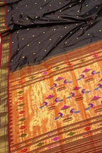 Exquisite Black Paithani Handloom Silk Saree - Pure Elegance - Luxurion World