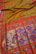 Stunning Yellow and Orange Paithani Pure Silk Saree - Handloom Beauty - Luxurion World