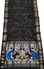 Stunning Black Paithani Handloom Silk Saree - Pure Elegance - Luxurion World