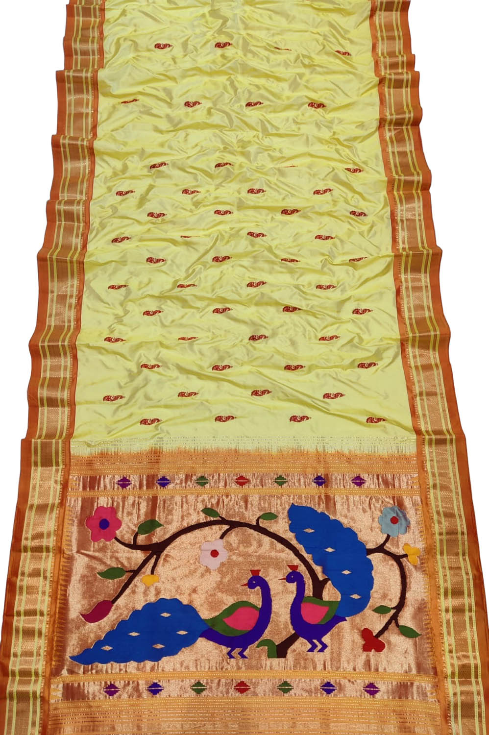Pure Silk Yellow Paithani Handloom Saree - Traditional Elegance - Luxurion World