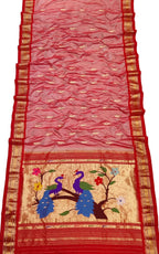 Pure Silk Red Paithani Handloom Saree: Traditional Elegance - Luxurion World