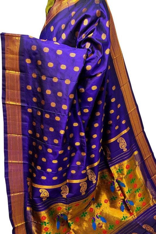 Exquisite Purple Handloom Paithani Pure Silk Saree - Perfect for Any Occasion! - Luxurion World