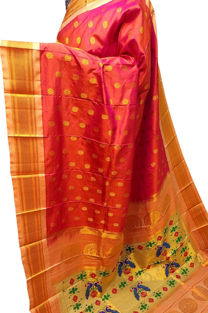Stunning Pink Handloom Paithani Pure Silk Saree - Perfect for Any Occasion!