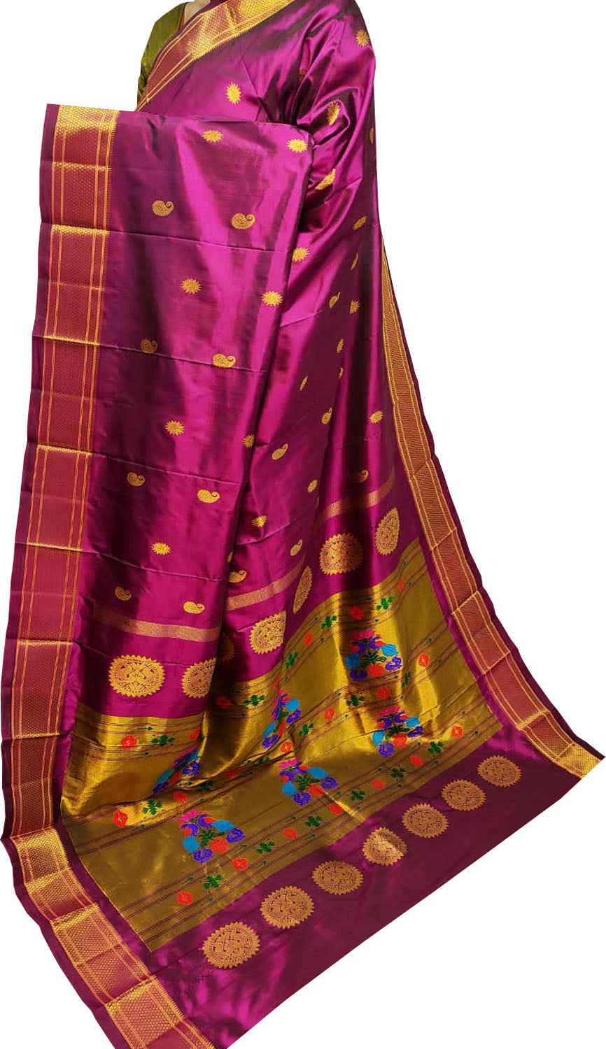 Pure Silk Pink Handloom Paithani Saree: Traditional Elegance - Luxurion World