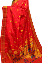 Exquisite Red Handloom Paithani Pure Silk Saree - Perfect for Any Occasion - Luxurion World